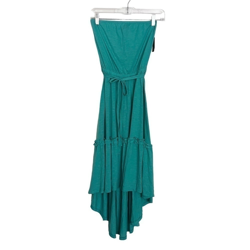 Faded Glory Teal Green Strapless Ruffle Hi Low Dress NWT Small